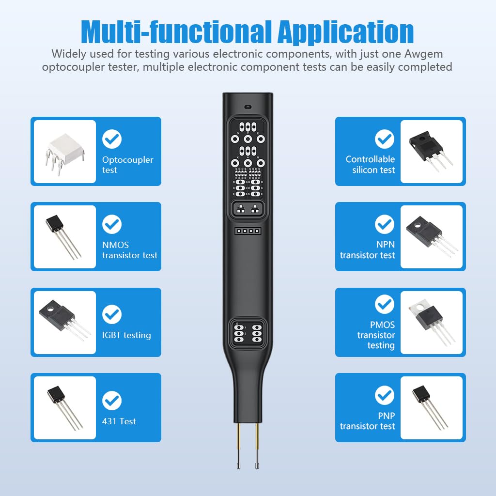 Serplex Multi Function Transistor Tester for Electronics Repair with LED Display and Dual Power