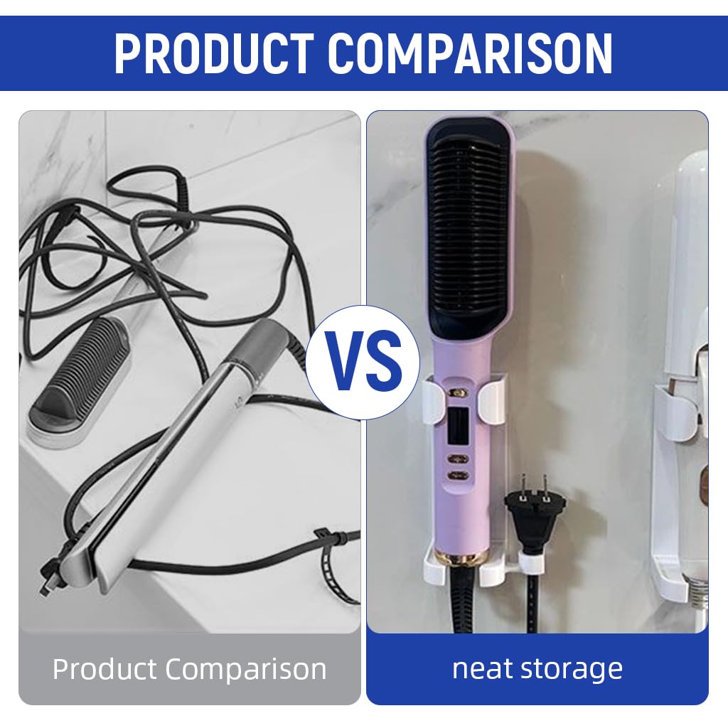 HASTHIP Hair Dryer Stand for Wall Mounted Styling | 2PCS No Drill Organizer with Cable Grip