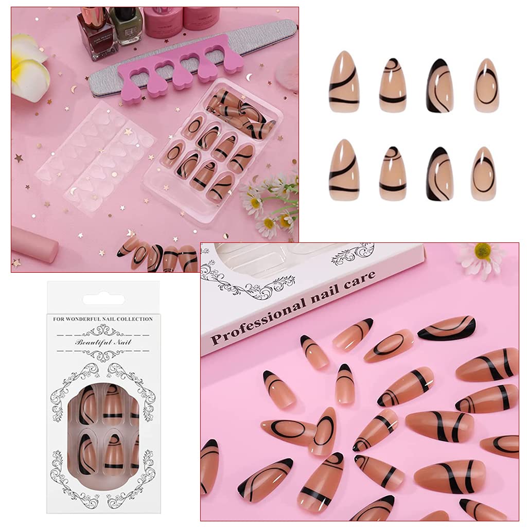 MAYCREATE French Artificial Nails Art Set for DIY Nail Salon Use with 24pcs Jelly Tabs | ABS Press On Nails for Women