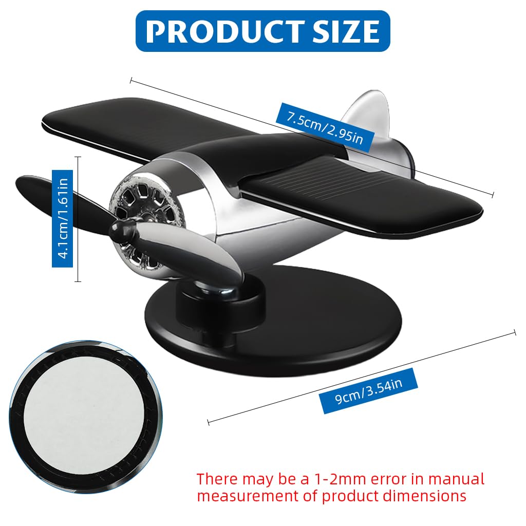STHIRA Vintage Helicopter Model Decor for Car Dashboard featuring Solar Powered Propeller | Retro Swing Airplane Charm with Anti Slip Pad