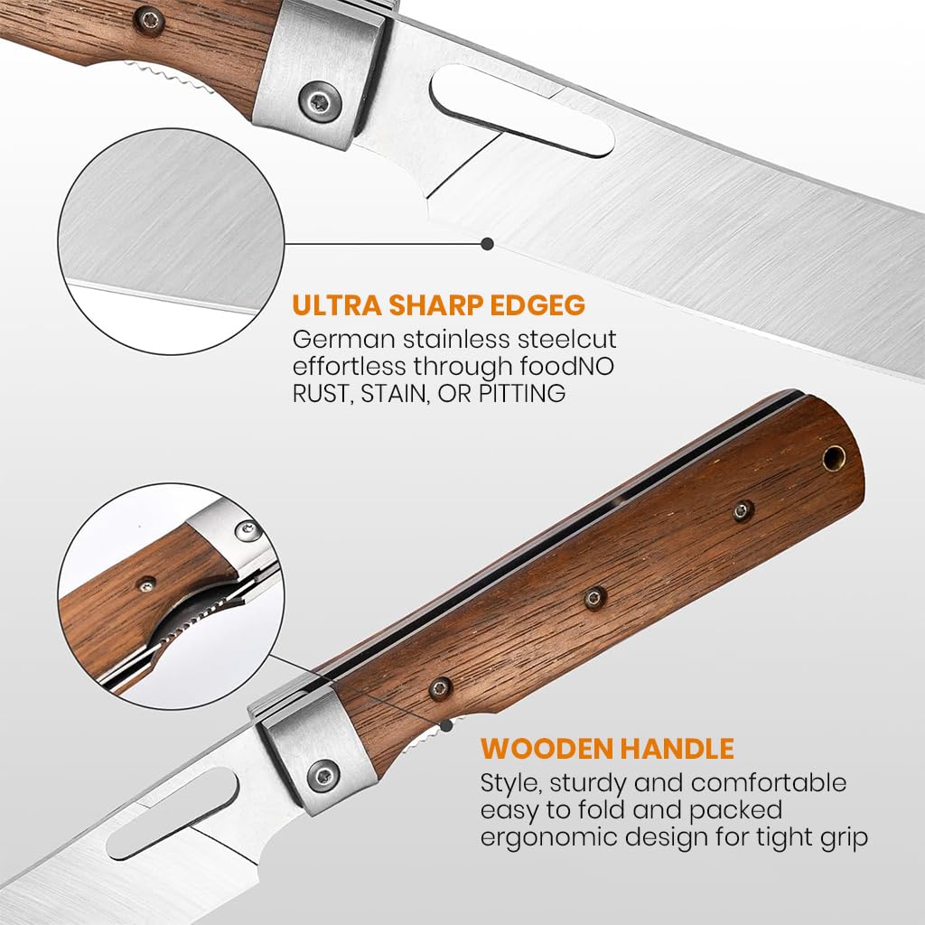 Supvox Kitchen Cutter for Camping and BBQ Cooking with 10 in Blade and Wooden Handle