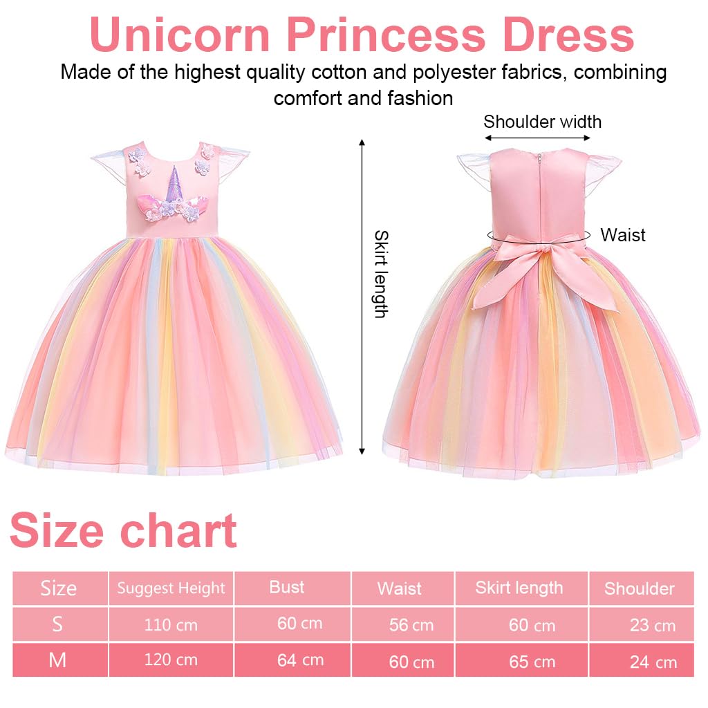 PATPAT Unicorn Princess Dress for Girls featuring 65cm length lace hem and cotton dacron fabric | ideal for parties and festivals