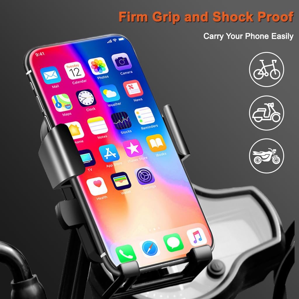 STHIRA Handlebar Phone Holder for Bike and Motorcycle featuring 4 Claw Grip fits 4.7–7.1 in phones