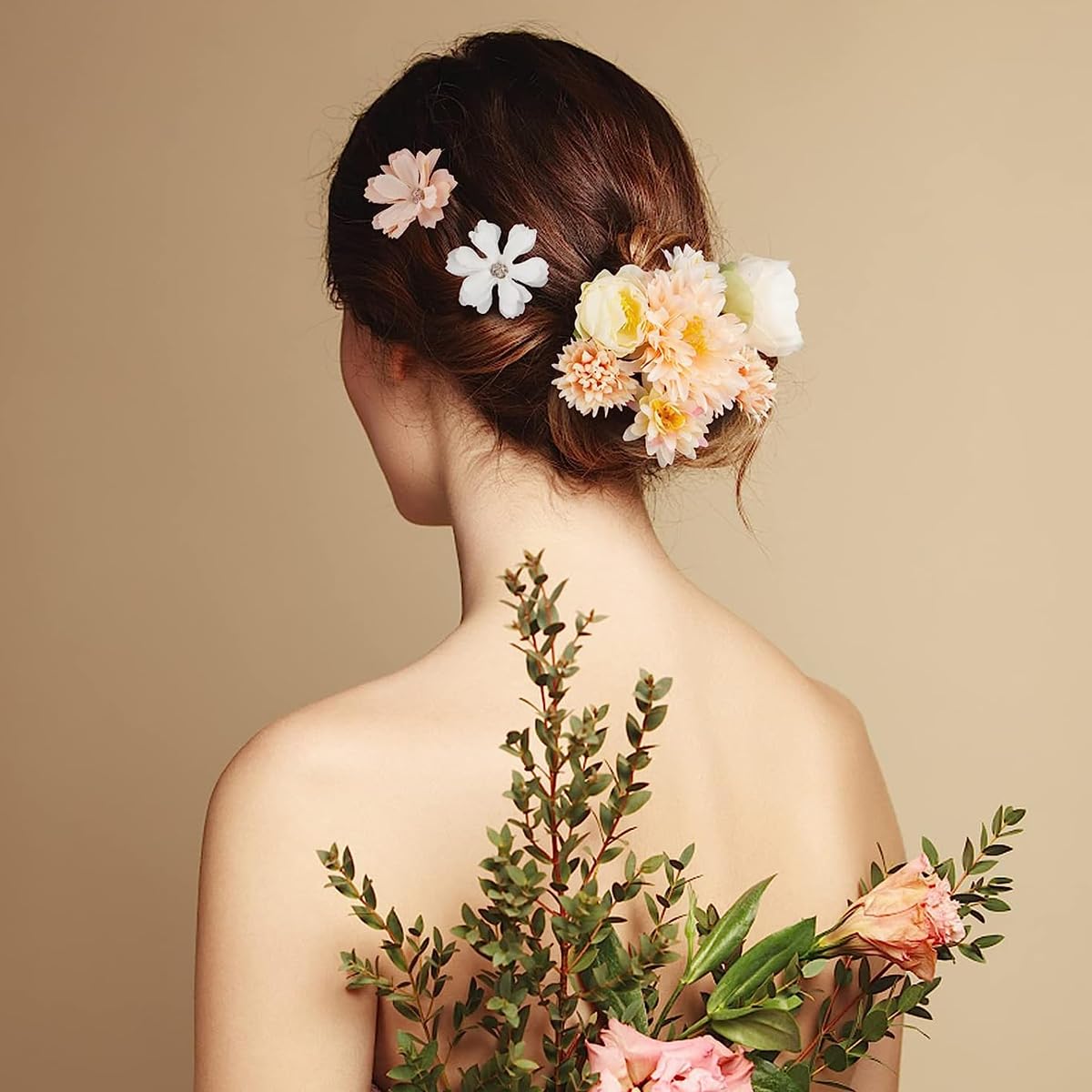 PALAY Floral Bridal Hair Clips for Wedding Hairstyles featuring 20pcs Chiffon Rose Barrettes