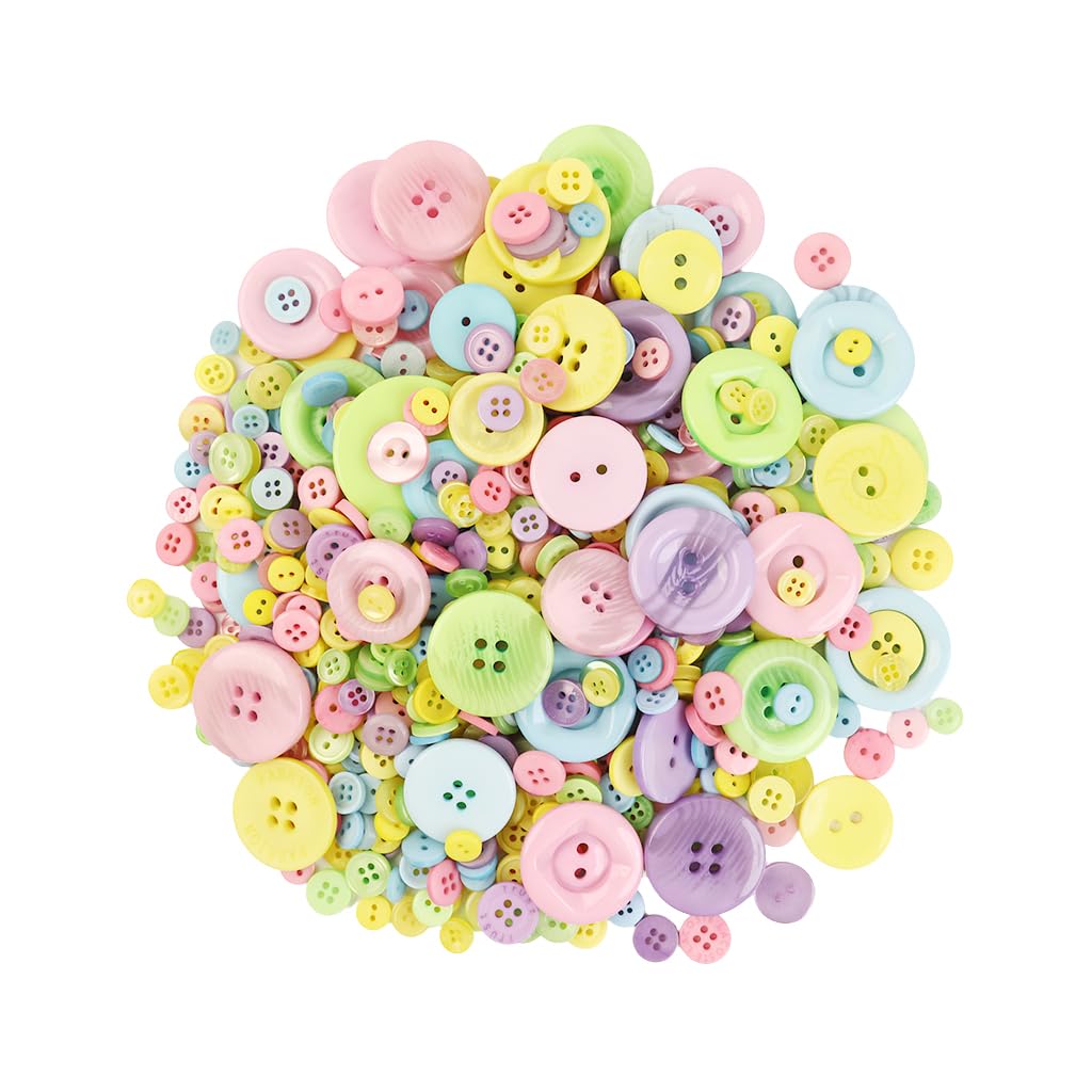 HASTHIP® 660pcs Craft Buttons Novelty Sewing Buttons for Clothes Assorted Sizes Macaron Color Plastic Buttons Kit Children's Clothing Buttons for Arts & Crafts DIY, Decoration, Sewing and More