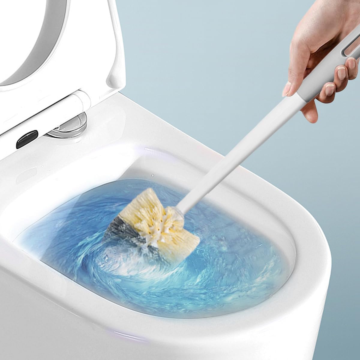 HASTHIP Toilet Cleaning Brush for Bathroom Deep Cleaning with Drip Holder and Nylon Bristles | Grey Plastic Scrubber