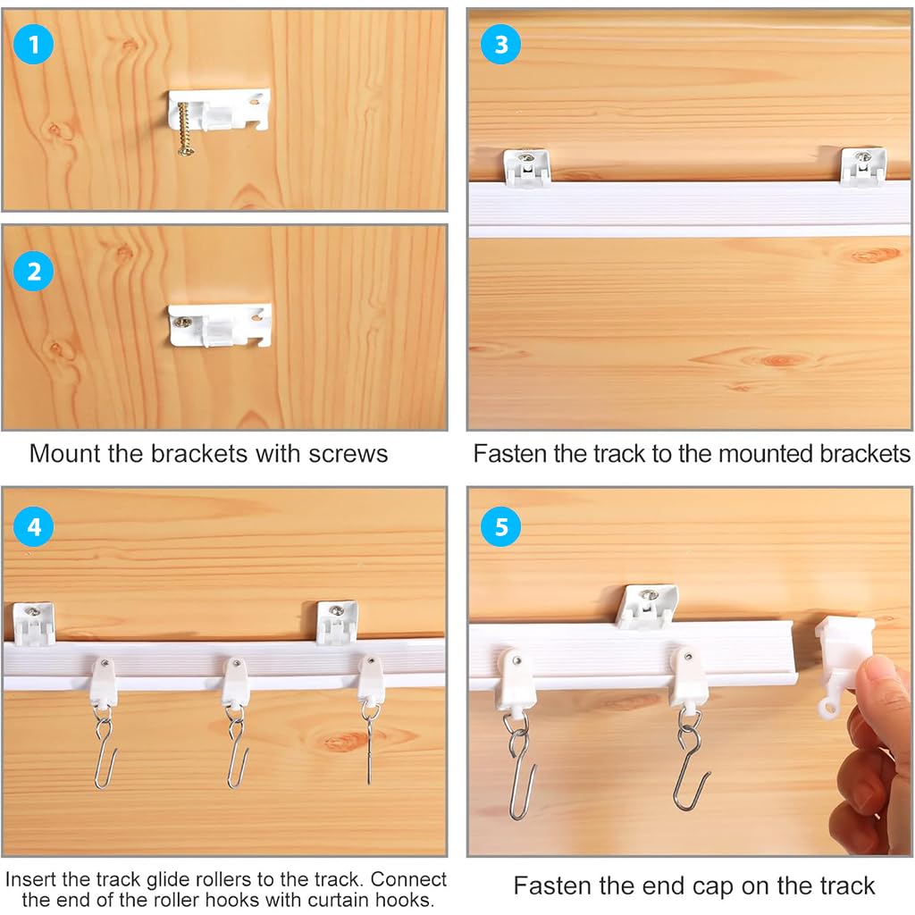 HASTHIP Flexible Ceiling Curtain Track for Room Dividers with 9.6ft Length | Easy Install Set