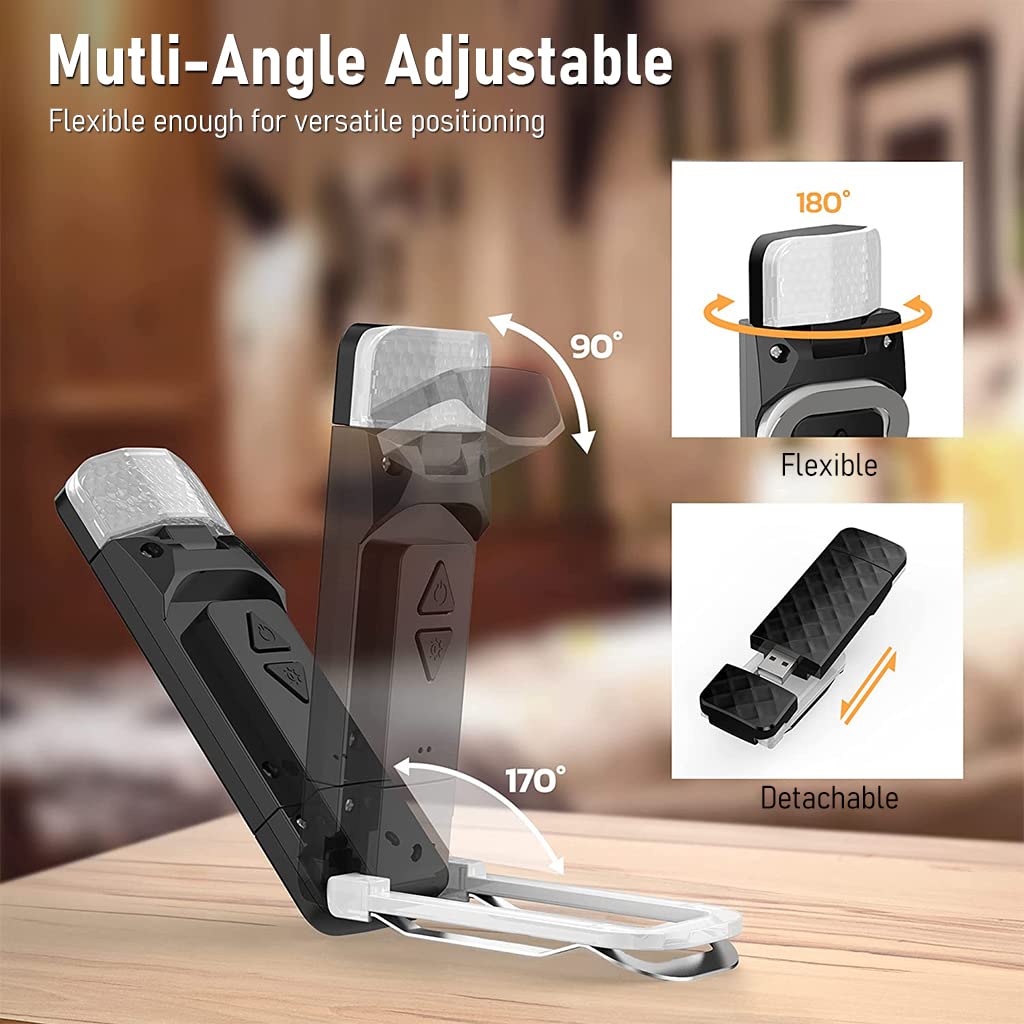 ELEPHANTBOAT LED Book Light for Reading with Flexible Clamp and 3 Colors & 5 Brightness