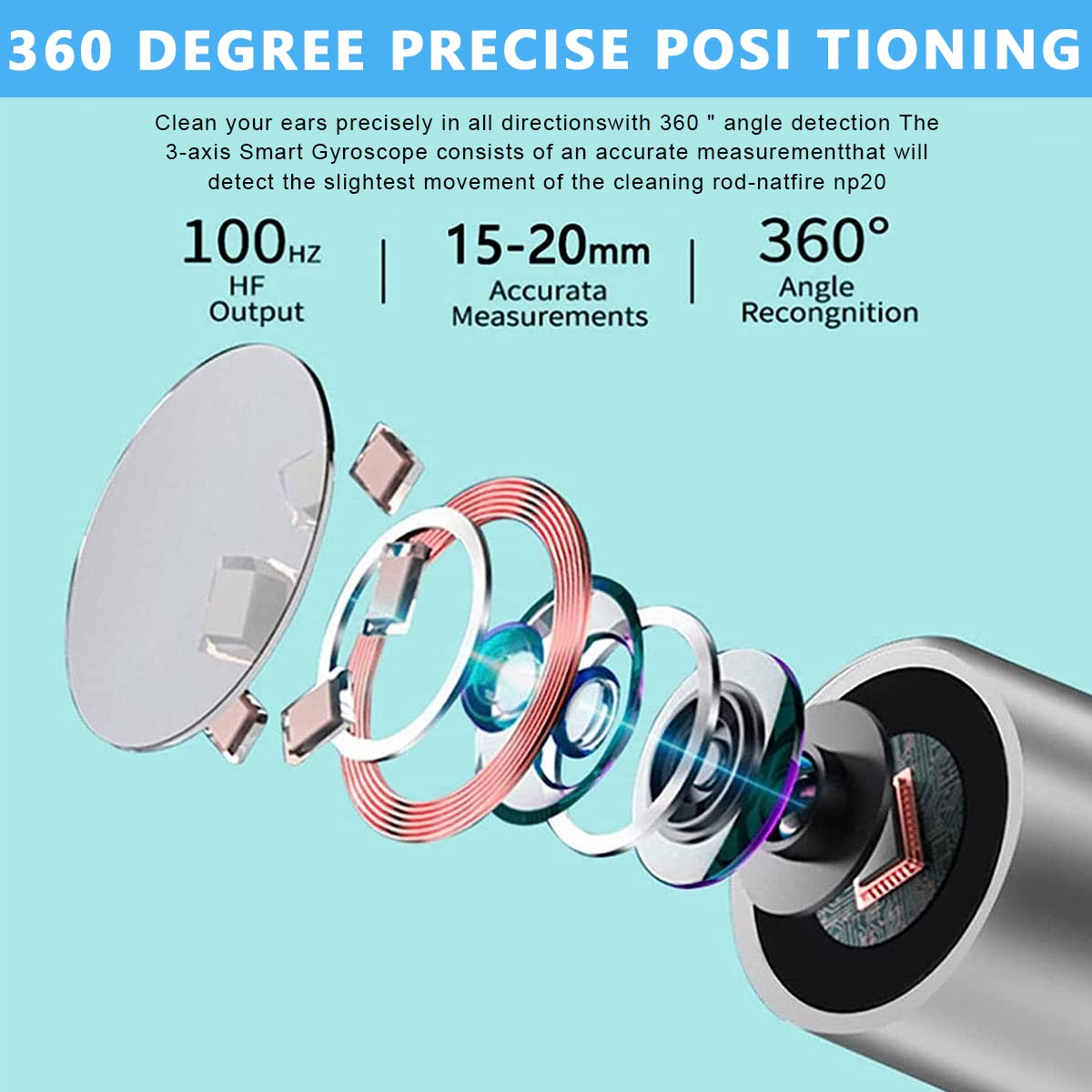 HANNEA Otoscope Ear Wax Remover Tool Kit with 5MP 1080P Camera and 6 Axis Gyroscope | WiFi Ear Cleaner for Kids and Adults