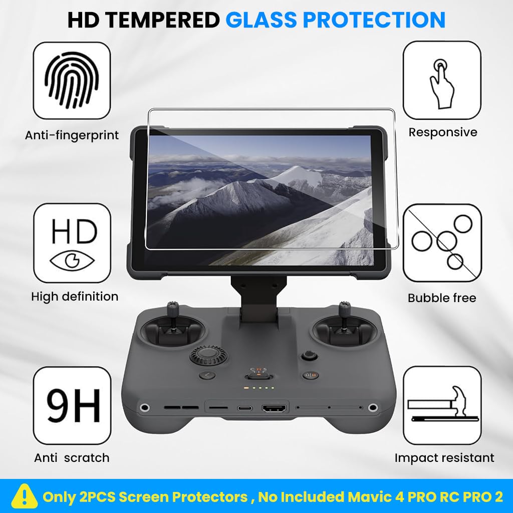 ZORBES Screen Protectors for Mavic 4 Pro RC Pro 2 featuring HD Tempered Glass & Anti-Glare | 2Pcs Bubble-Free Installation