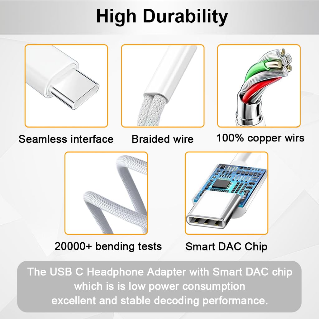 Verilux Type C to 3.5mm Audio Adapter with PD Fast Charging and Smart DAC Chip | Aluminum Alloy Design