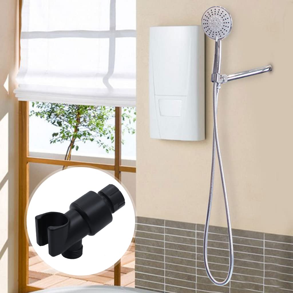 HASTHIP® Hand Shower Holder for Bathroom Shower System 360° Rotatable Wall Mount Shower Bracket System Adapter Connector, Black