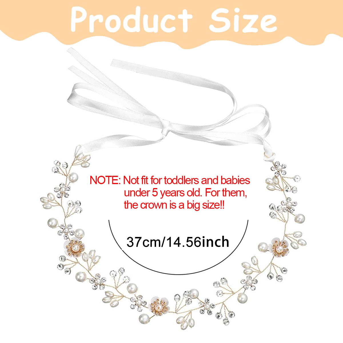 SANNIDHI Princess Hairband Tiara for Girls featuring Floral Pearls and Ribbon Tie | Ideal for Weddings and Parties