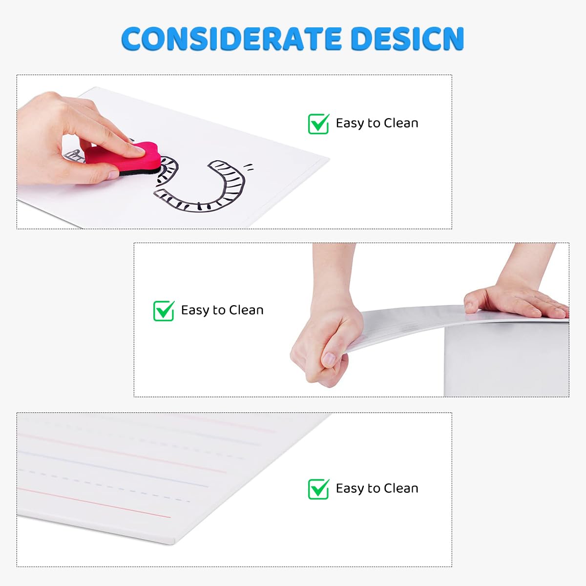 OFIFO Magnetic Small White Board Cards for Kids with Double Sided 30x23cm Design | Includes Eraser and Storage Bag