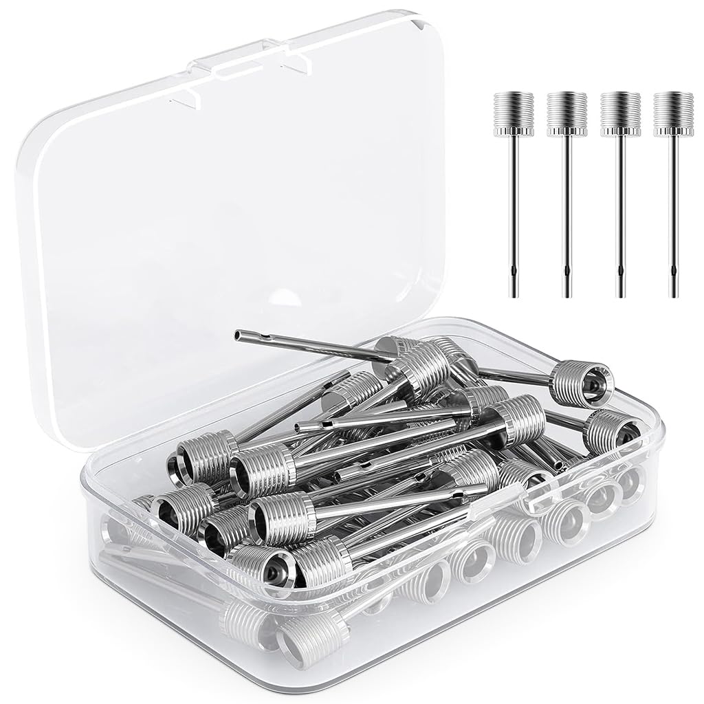 Optifit Football Pump Pin Set for Ball Inflation with 30pcs Stainless Steel Needles | Includes Storage Box