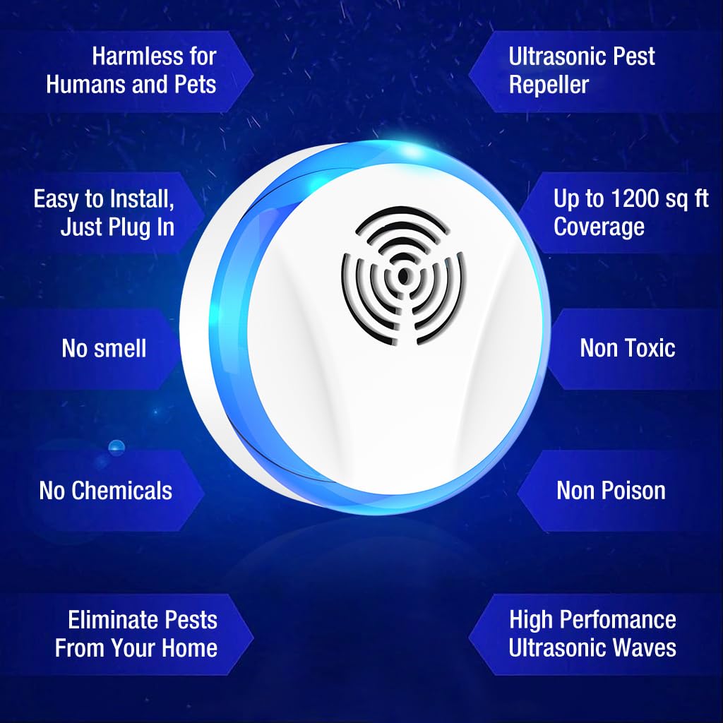 HASTHIP Ultrasonic Pest Repeller for Indoor Use with 1200 sq ft Coverage | Safe for Pets and Family