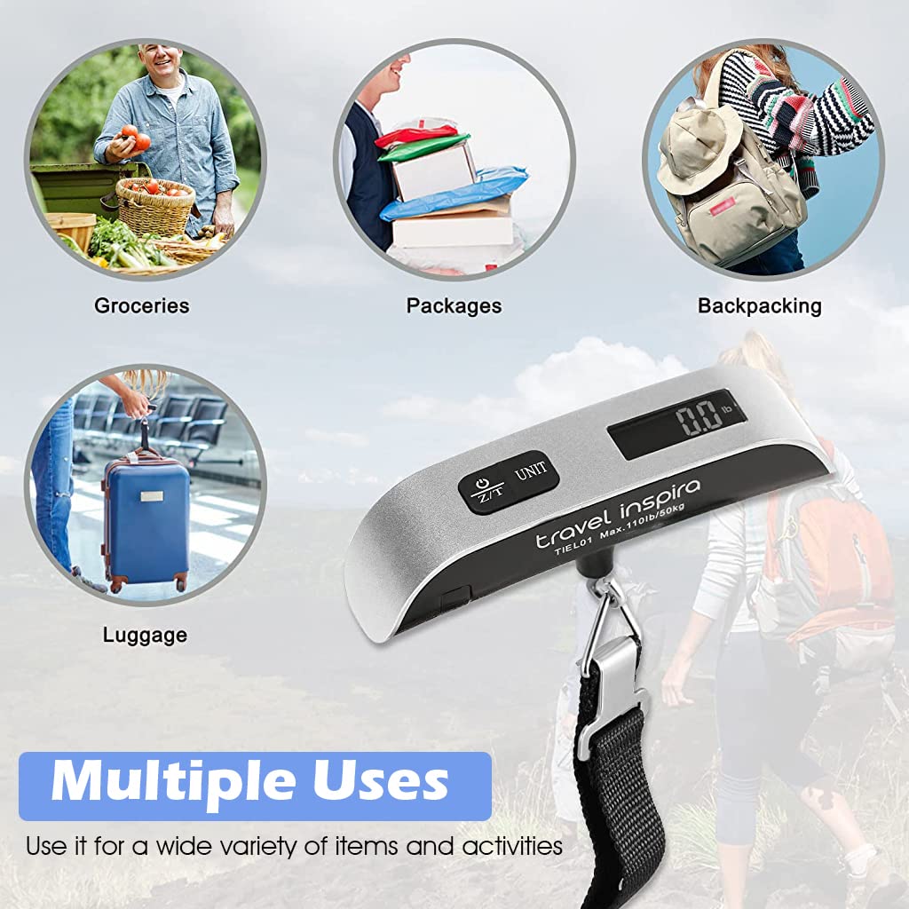 ZIBUYU Weighing Scale for Luggage with LCD Backlit Display and Tare Function 110lb Capacity