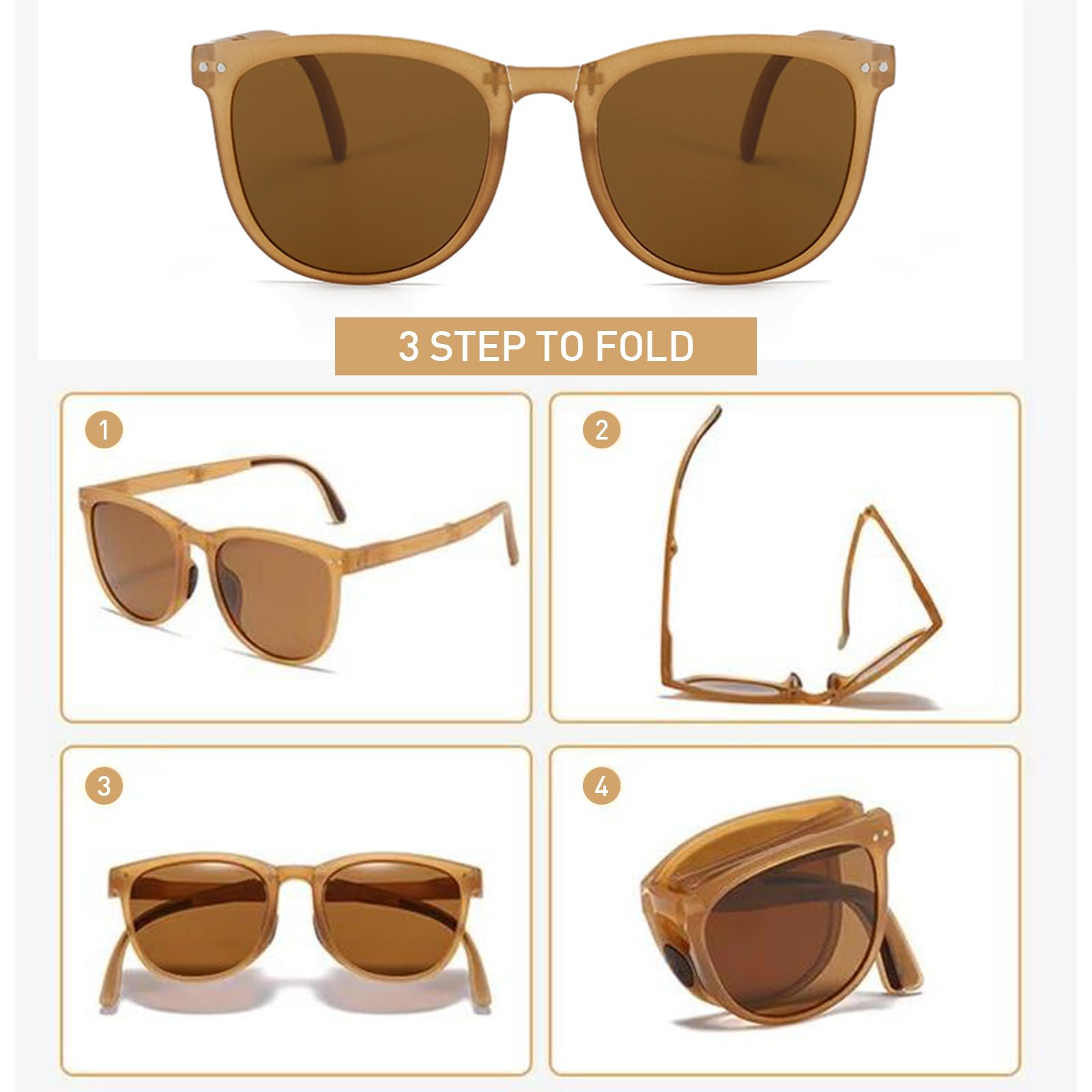 GUSTAVE Womens Foldable Sunglasses for Driving and Beach with UV Protection | Lightweight Frame