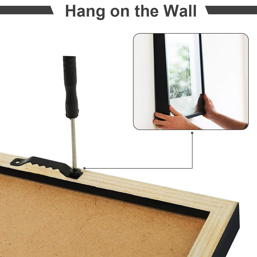 HASTHIP Picture Hanging Kit for Wall Décor with 100 Sawtooth Hangers & 200 Screws | Metal Frame Mounting Set