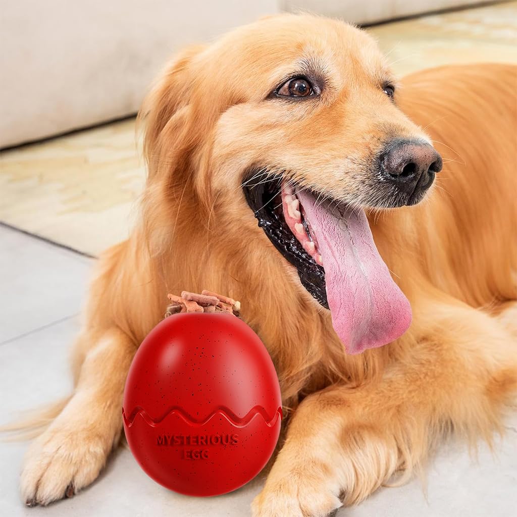 Qpets® Ball Toy Dog Toy Slow Feeding Toy Dog Chew Toy Licking Toy Durable Rubber Egg Toy for Dog TreatsToy for Small, Medium Dog Up to 16kg