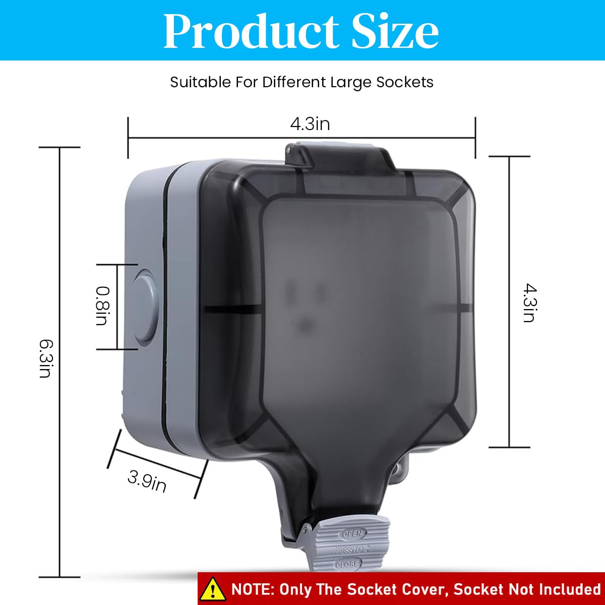 Serplex Waterproof IP66 Socket Cover for 86x86mm Outdoor Electrical Box with Lock | Black ABS 2PCS