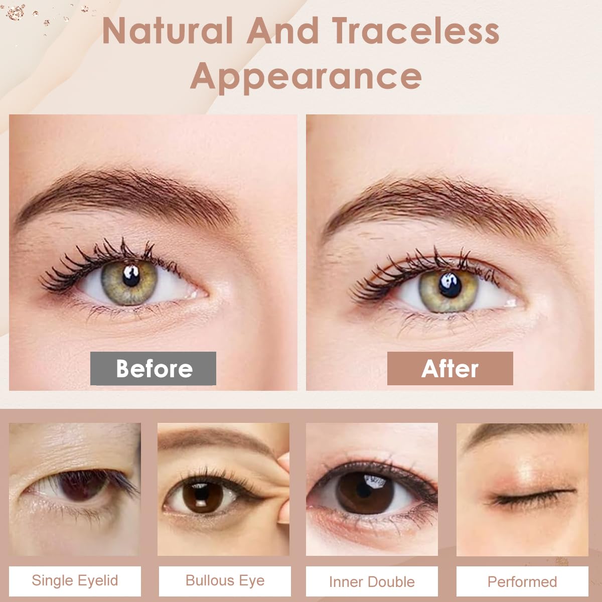 MAYCREATE Invisible Double Eyelid Tapes for Hooded Eyes with 480 Count Set | Waterproof and Breathable Lift Strips