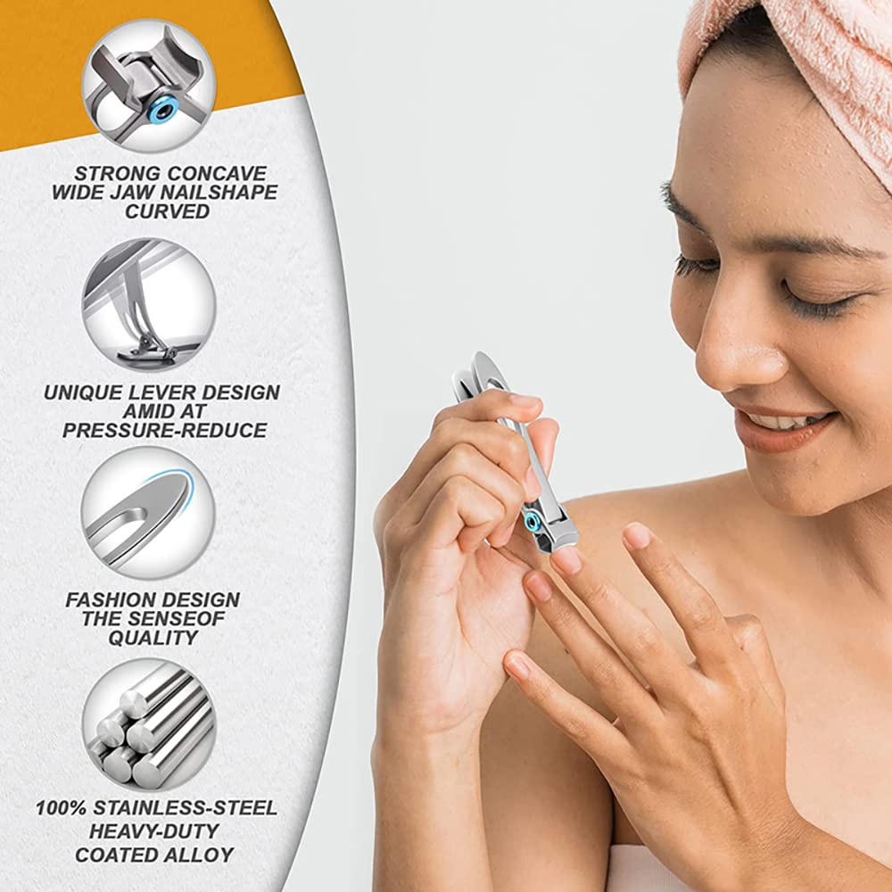 MAYCREATE Ingrown Toenail Correction Tool for Thick Nails with Curved Blade & Ergonomic Handle | Stainless Steel Clippers Set with 4 Nail Care Tools and Storage Case