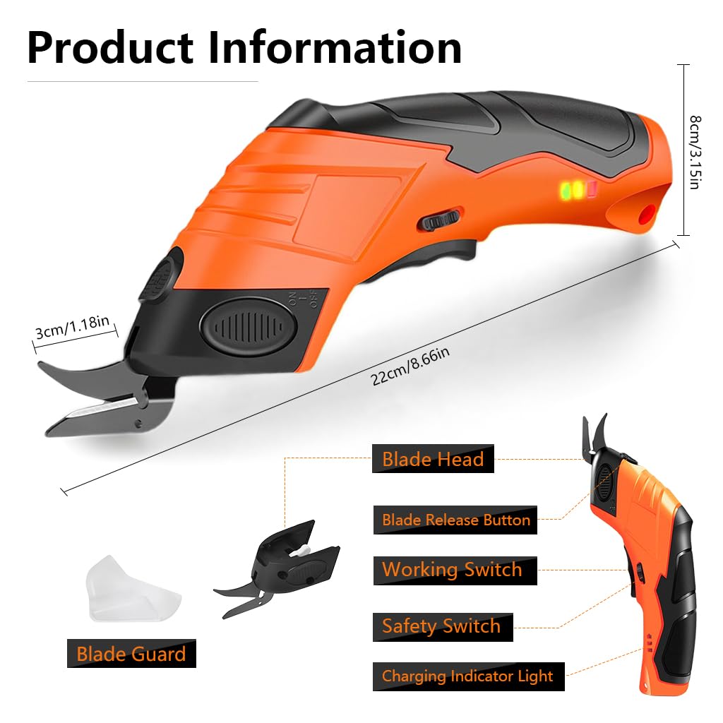 Serplex Electric Scissors for Crafts with 3.6V Power and Safe Lock | Tungsten Steel Blades