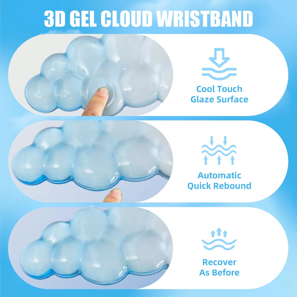 ZORBES Gel Cloud Keyboard and Mouse Wrist Rest Set with 3D Honeycomb Design | Blue Gradient