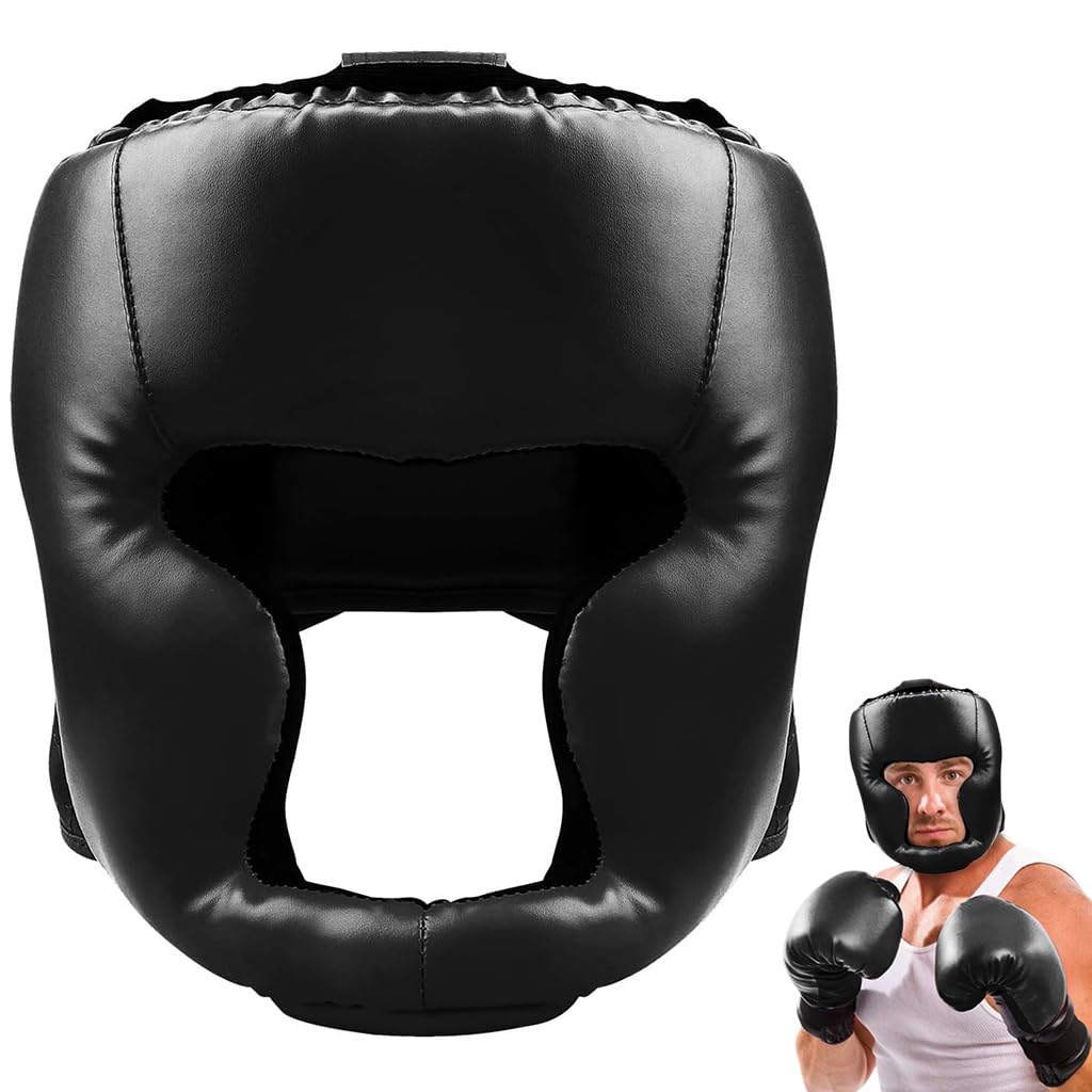 Optifit® Boxing Head Guard for Adult&Kid, PU Leather Padded Pad Boxing Headguard for Boxing Training, Kickboxing, MMA, Sparring Sessions, Durable Soft Padded Headgear, Head Fall Protection