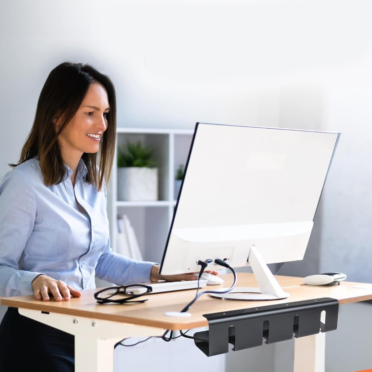 Serplex Under Desk Cable Organizer for Home Office with Self Adhesive Tray 15.75x3.94x4.72 in