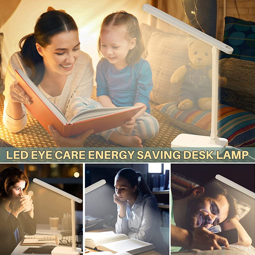 ELEPHANTBOAT LED Table Lamp for Study and Reading with 16pcs Beads 3 Color Touch Control | USB Eye-Friendly Desk Light