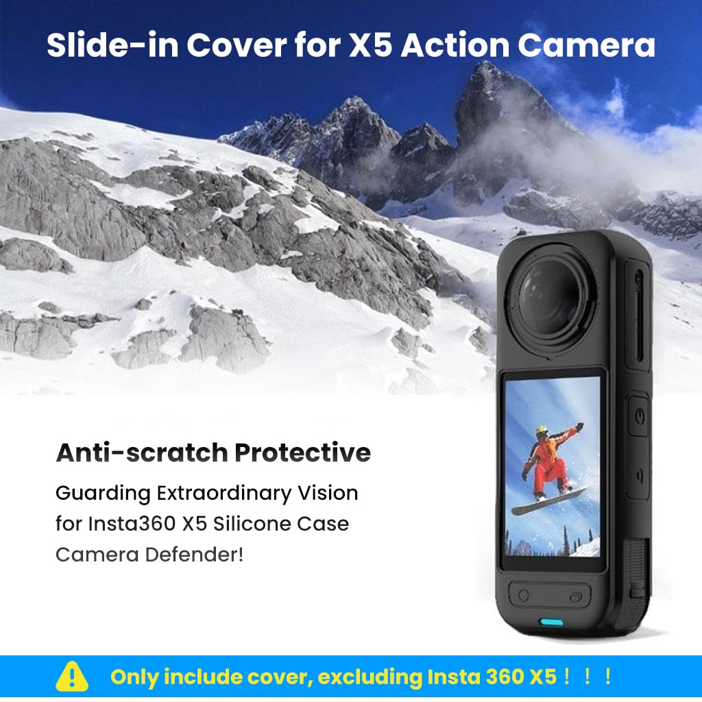 ZORBES Silicone Skin Cover for Insta 360 X5 with Slide In Design and Anti Scratch Protection