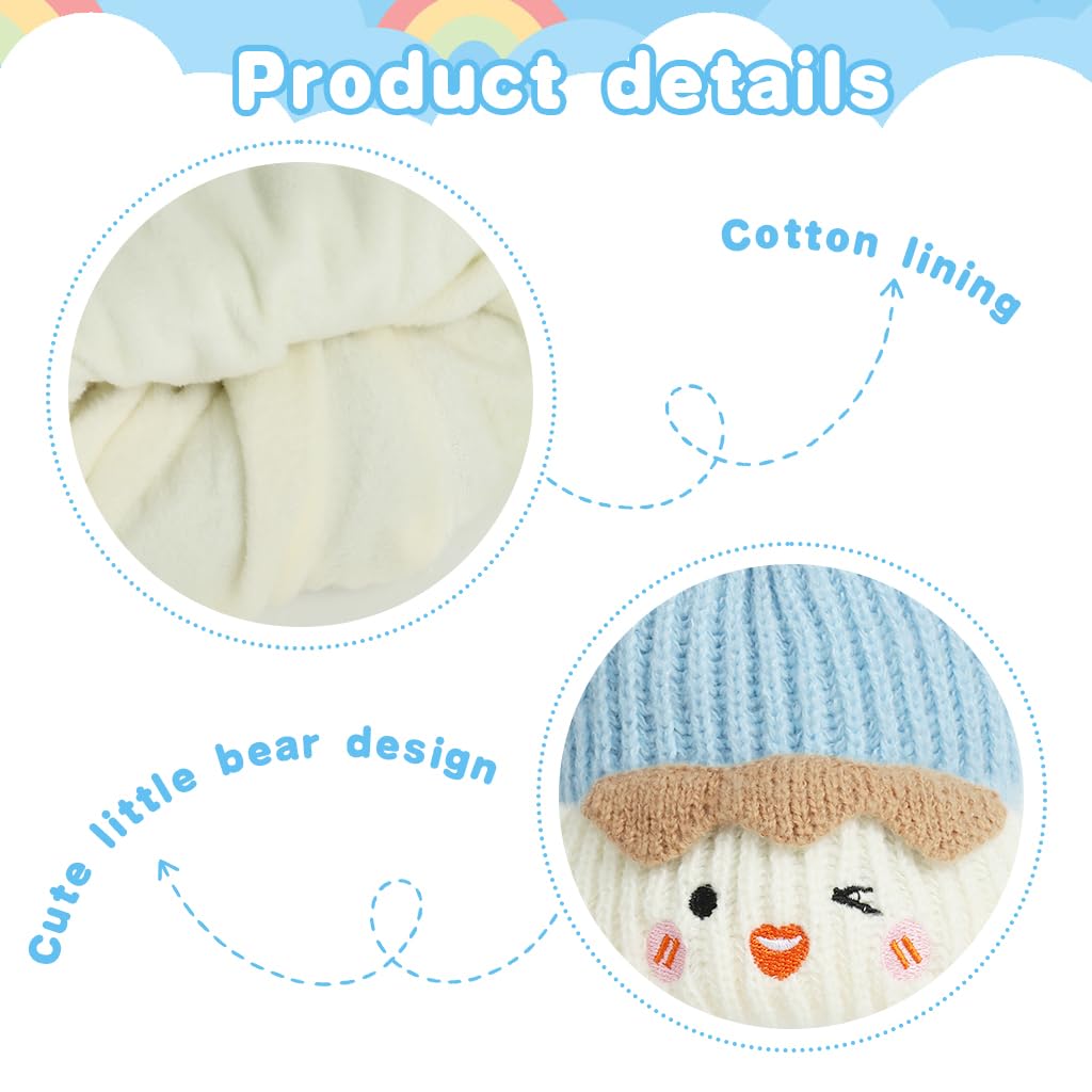 Zibuyu Warm Knitted Beanie Baby Cap with Earflaps for Toddlers & Kids featuring Cotton Lining and Pom Pom Design | Cozy Winter Hat Gift