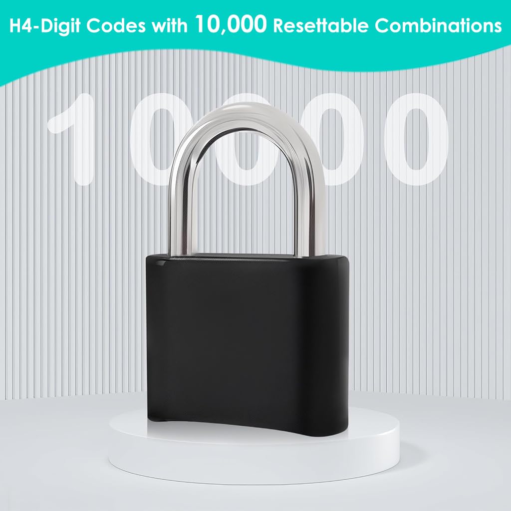ZIBUYU Combination Padlock for Locker and Door with 4 Digit Resettable Code and Steel Shackle