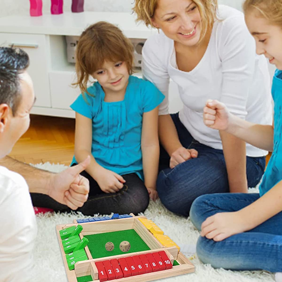 PATPAT Shut The Box Dice Game for 2–4 Players featuring 2 Dice and Wooden Board | Family Toy