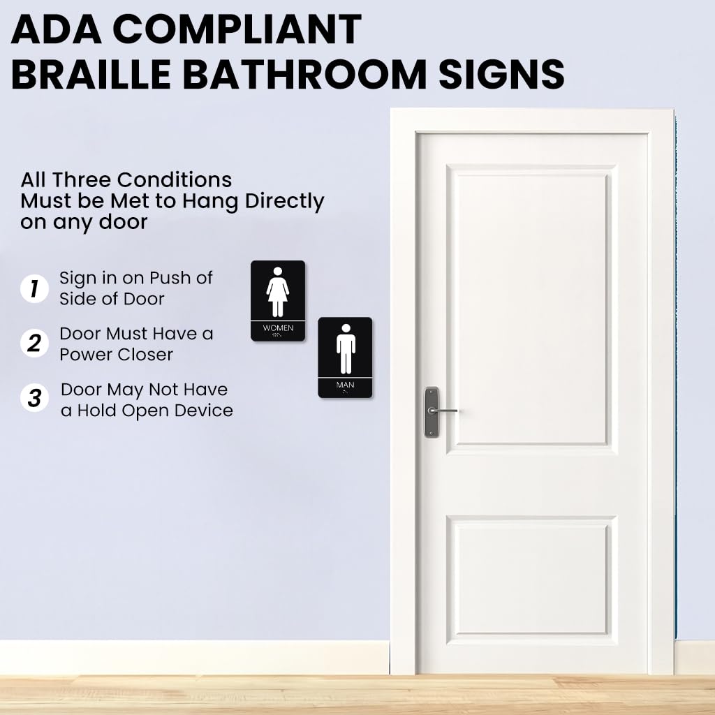 OFIFO Acrylic Washroom Sign Board with Braille for Male and Female Restrooms 10x15cm Pack of 2