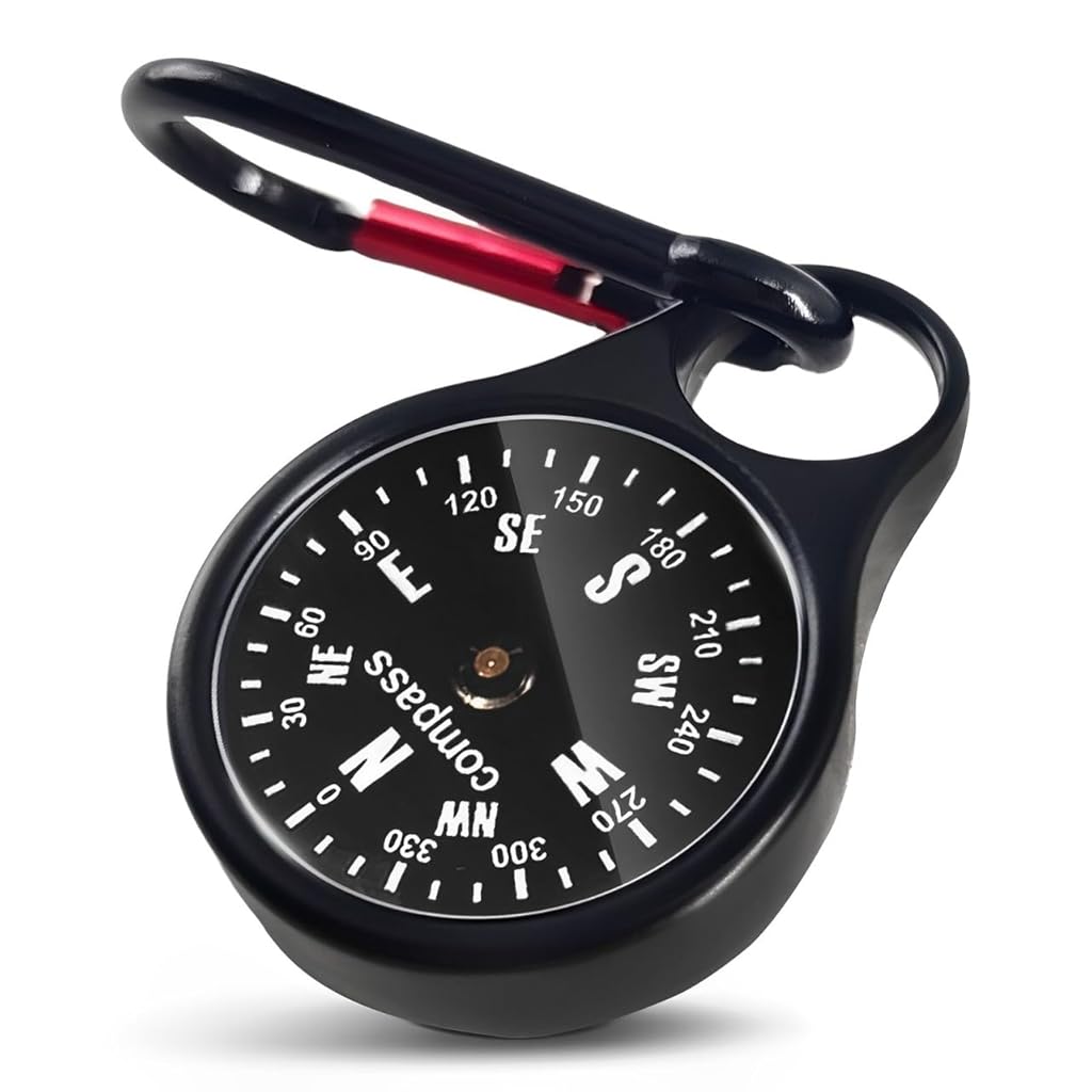 Proberos® Outdoor Compass Zinc Alloy Outoor Adventure Compass with Carabiner 1.46 inches Pocket Compass Precision Navigation Compass for Camping, Hiking, Trekking