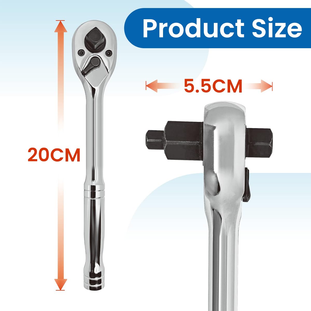 STHIRA Ratchet Wrench for Automotive Repair with 72 Tooth Reversible Mechanism and Chrome Vanadium Steel Construction
