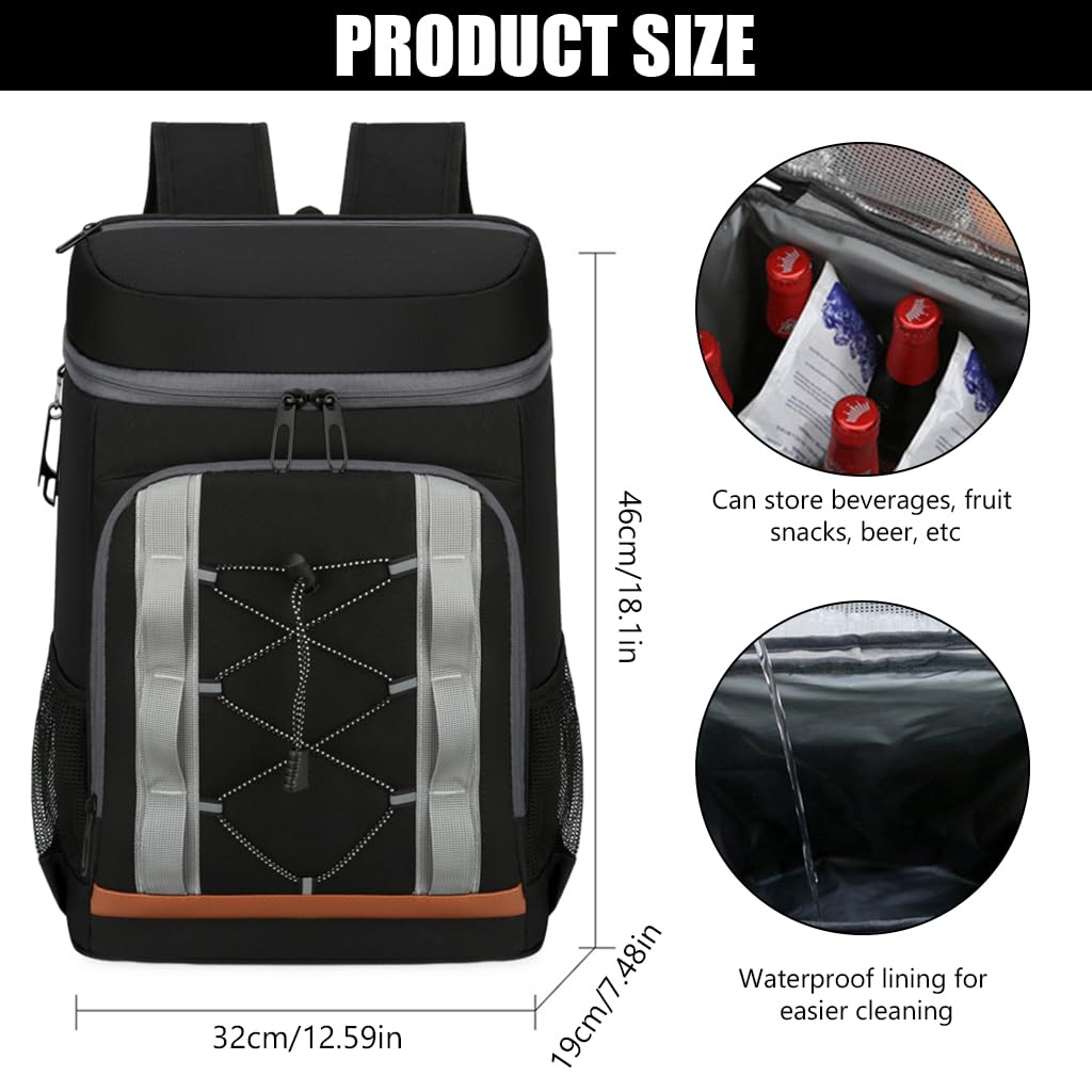 GUSTAVE Backpack Cooler 32L for Camping with Dual Zipper and Waterproof Insulated Design