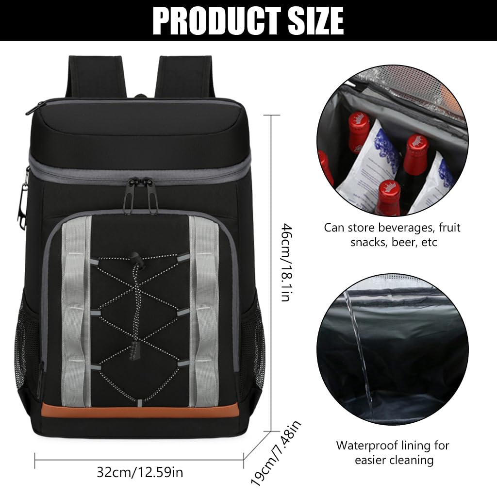 GUSTAVE® 32L Backpack Cooler Leakproof Large Insulated Backpack Waterproof Insulater Soft Cooler Bag Camping Cooler /Hot Beverage Insulated Backpack for Food, Drinks