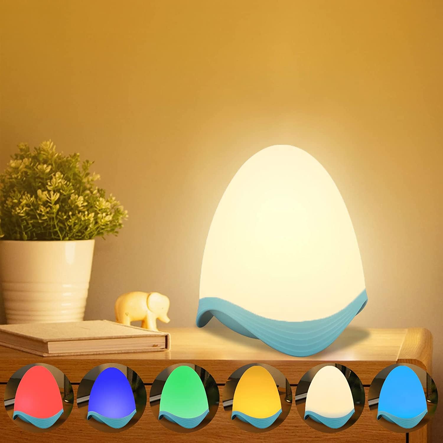 ELEPHANTBOAT Kids Night Light Dinosaur Egg Night Lights for Bed Room 7 Color Changing Cute Night Light Rechargeable USB Night Light Desk Lamp Nursery Night Light for Boys Girls Bedroom