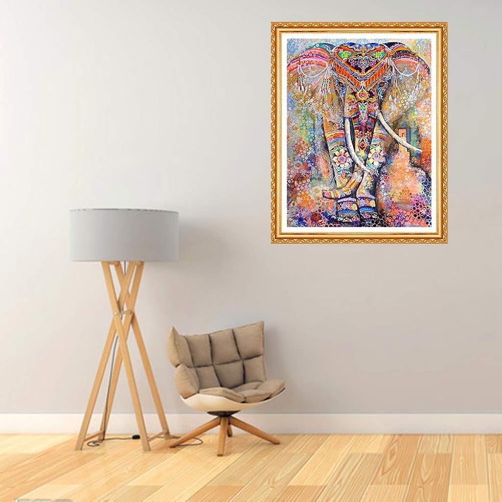 HASTHIP® Colorful Elephants DIY 5D Diamond Painting Full Drill Kits Crystal Embroidery Pictures Cross Stitch Art Craft for Home Decor Red 3 PCS