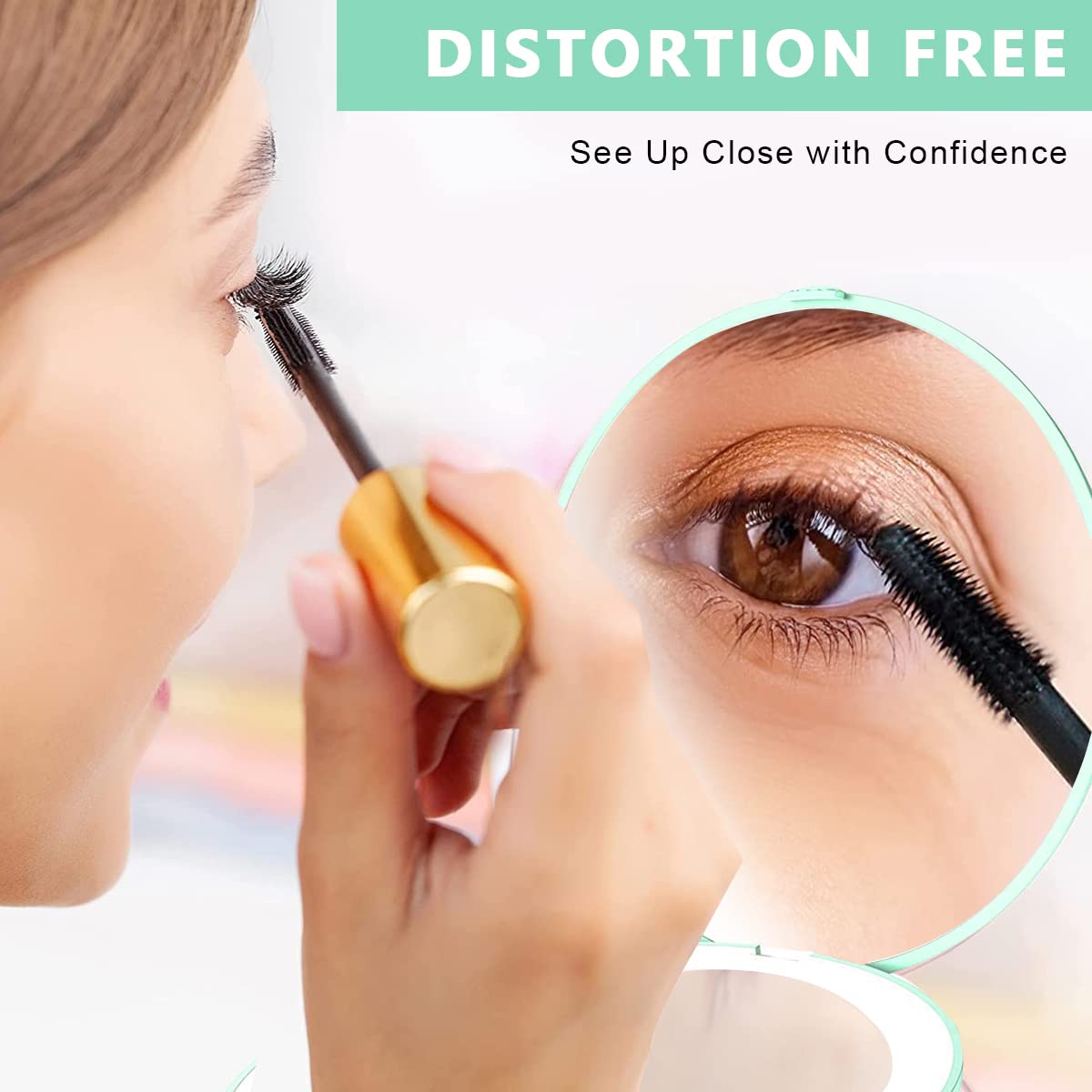 MAYCREATE Travel LED Mirror for Makeup with 10X Magnification 3.5 in Double Side Design