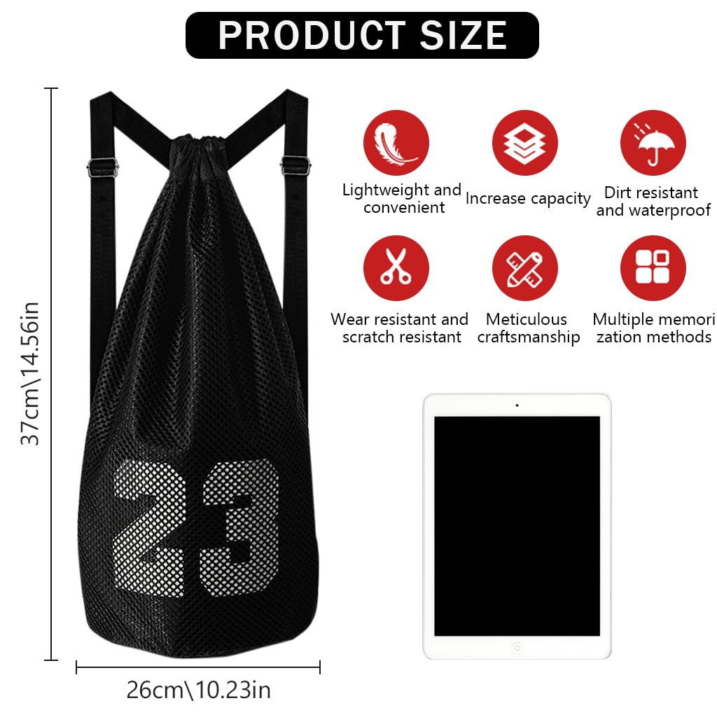 Proberos® Mesh Drawstring Basketball Backpack Lightweight Shoulder Bag Fashion Print Drawstring Backpack Sport Backpack Hiking Backpack, Small, 26x37cm