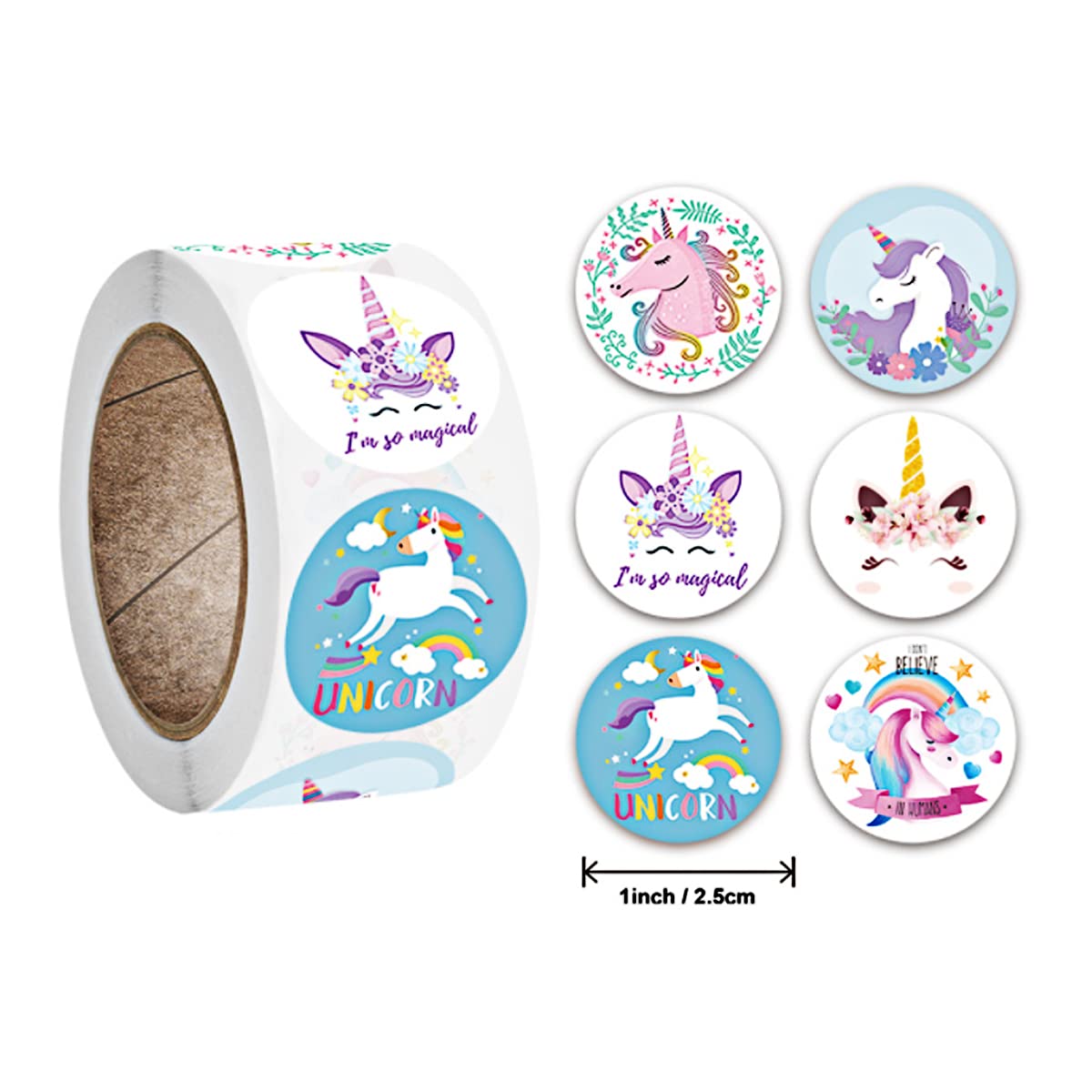 ELEPHANTBOAT Unicorn Label Stickers for Kids Crafts and Gift Bags featuring 500pcs 1 in Designs