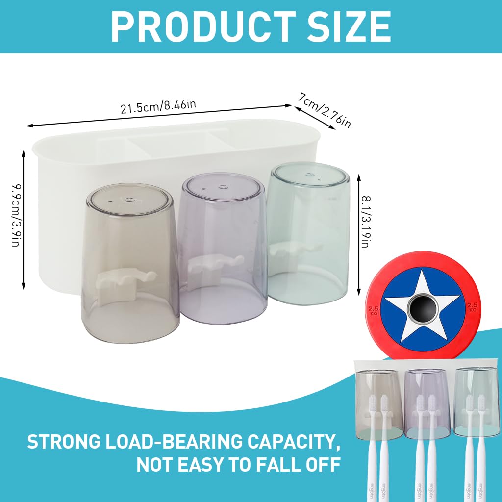 ZIBUYU Toothbrush Holder for Bathroom with 6 Brush Capacity featuring Dual Function | Wall Mounted Self Adhesive Toiletries Organizer