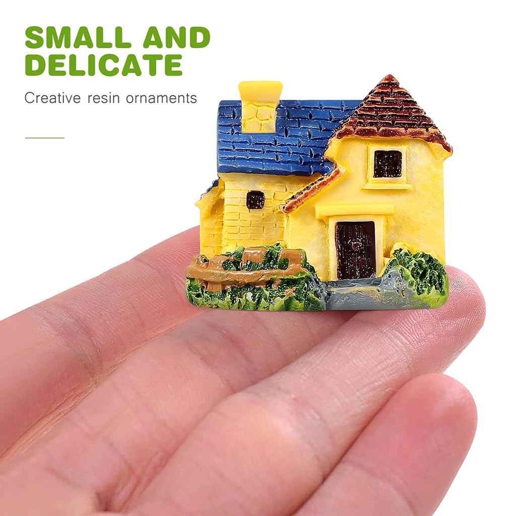 Zibuyu Miniature Toys House Set for Fairy Garden Décor with 4 Resin Waterproof Pieces