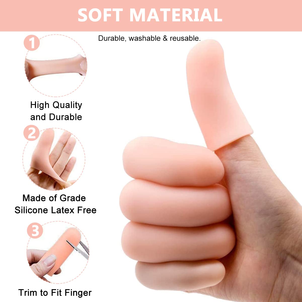MAYCREATE Gel Finger Protector Gloves for Cracked or Arthritic Fingers with 10pcs Set | Soft Silicone Covers in White