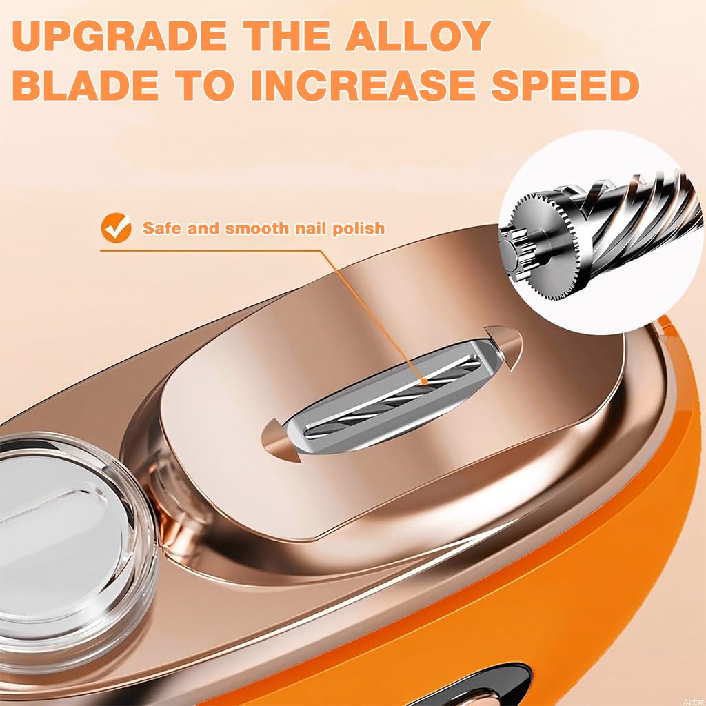 ZIBUYU Electric Nail Trimmer for Baby and Adult Care with LED Light and 3 Speed | USB Cordless 500mAh Nail Filer